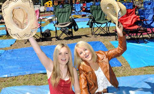 Abby Watson and Kolora Brew grabbed their spot on the famous Muster Hill yesterday afternoon waiting for Main Stage to kick off last night. Abby Watson and Kolora Brew grabbed their spot on the famous Muster Hill yesterday afternoon waiting for Main Stage to kick off last night.